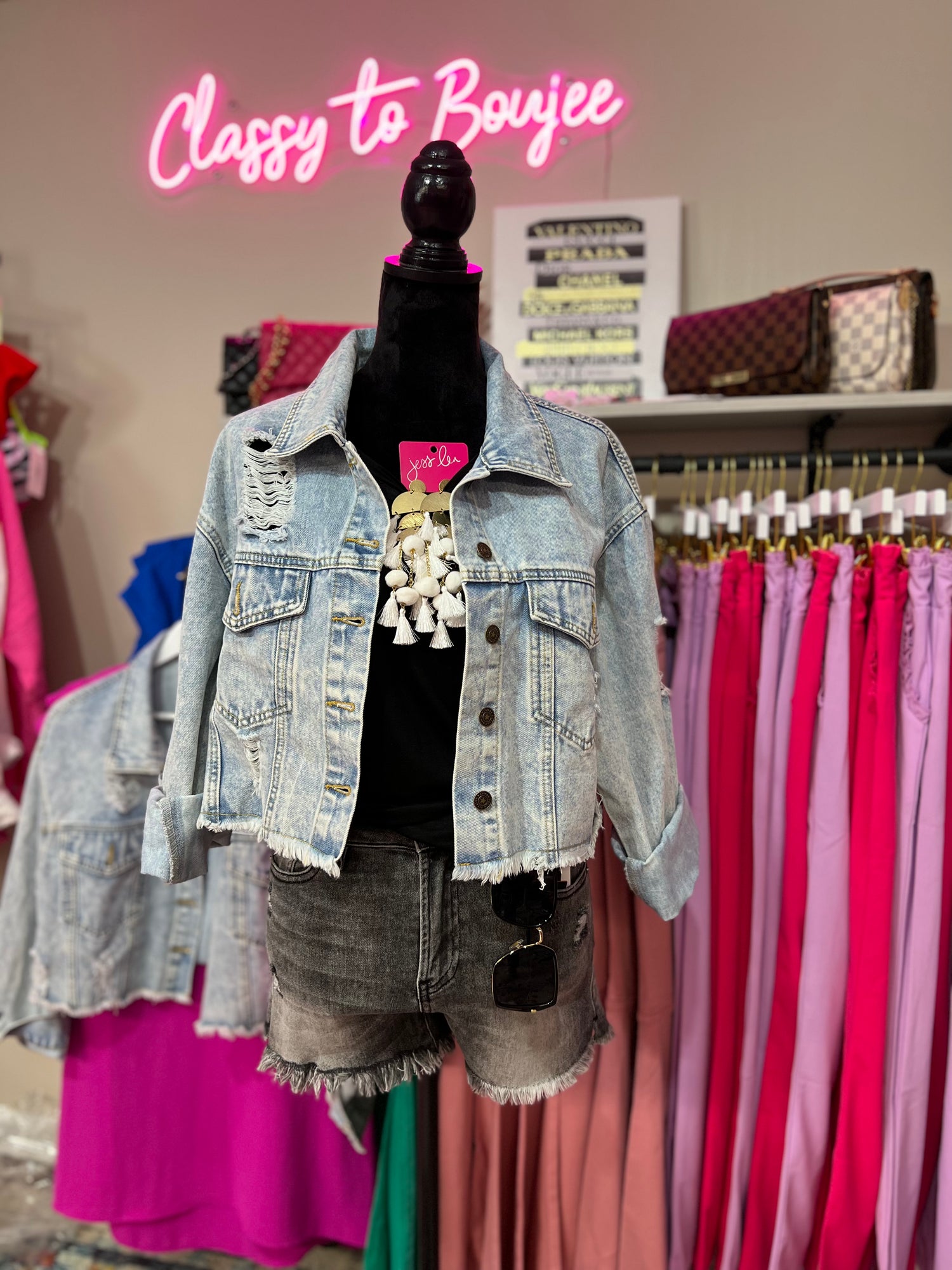 Judy Blue Long Crop Denim Jacket in Hot Pink - Boujee Boutique