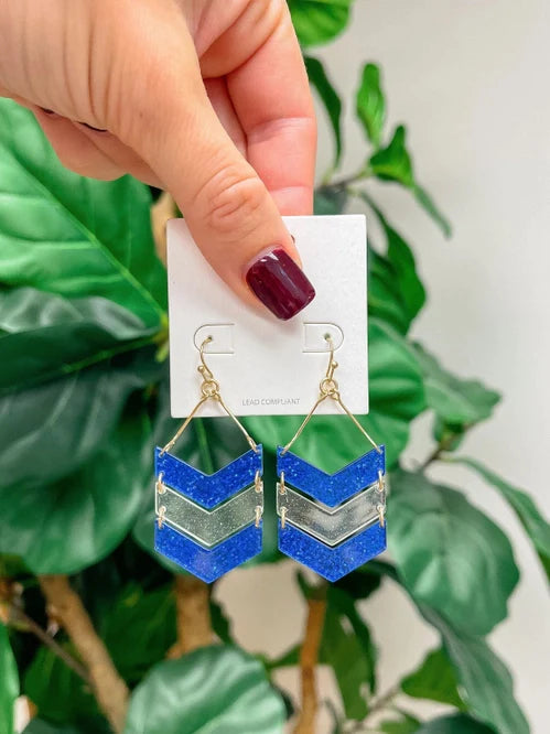 PREORDER: Glitter Game Day Arrow Dangle Earrings In Assorted Colors