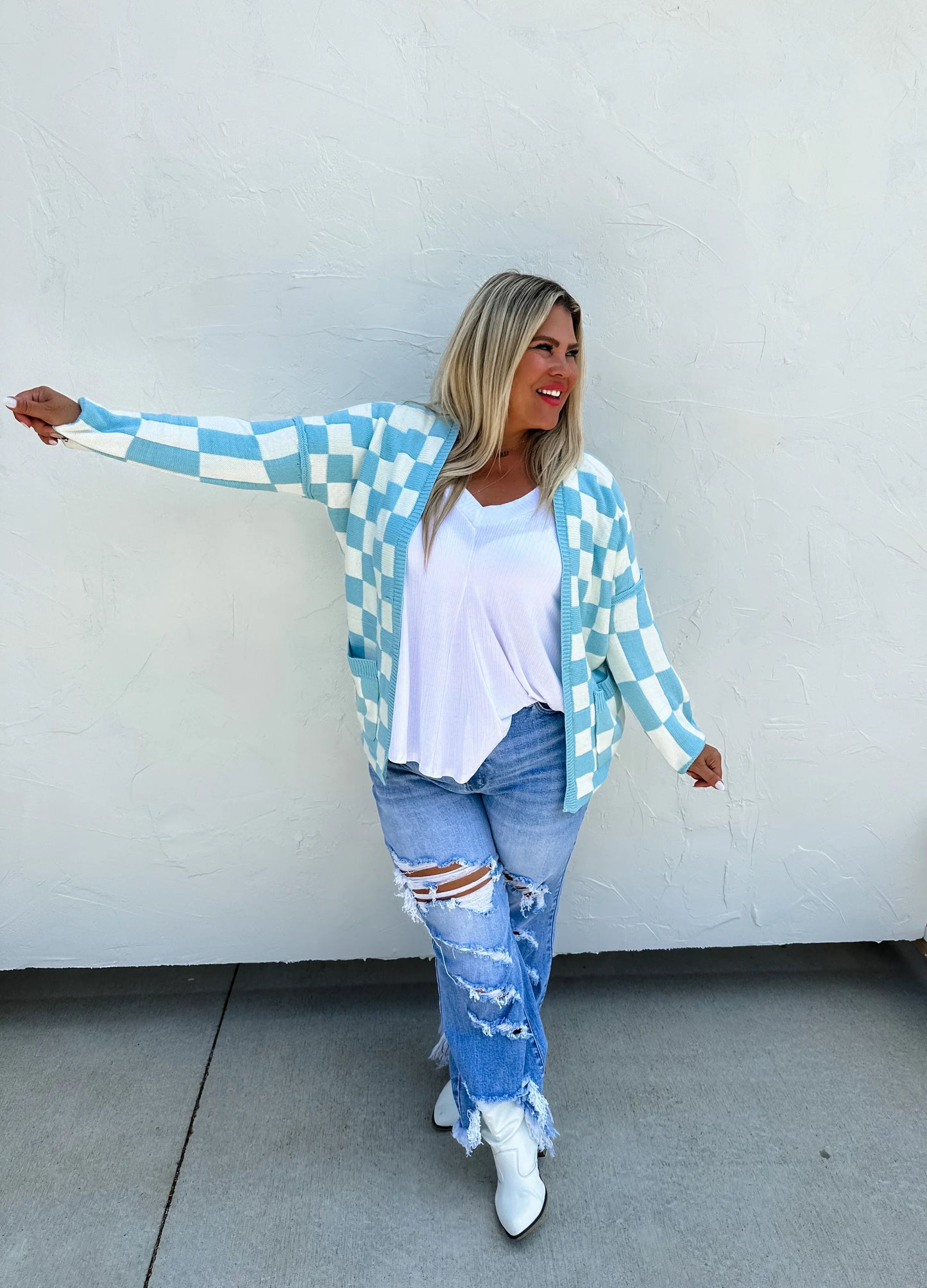 PREORDER: Beverly Checkered Cardigan in Four Colors