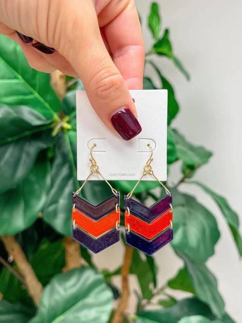 PREORDER: Glitter Game Day Arrow Dangle Earrings In Assorted Colors