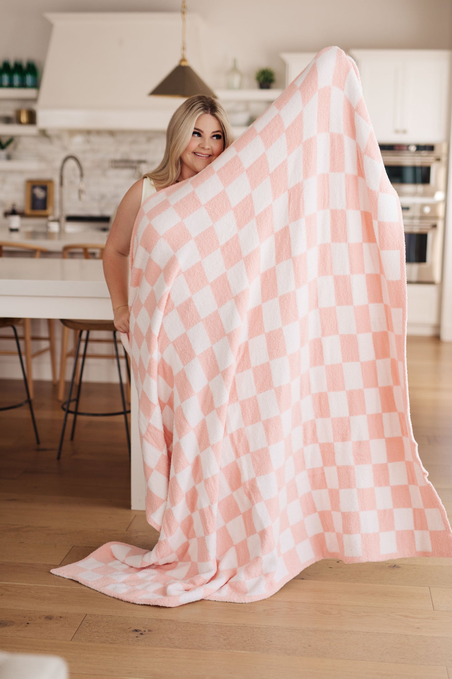 Pink discount check throw