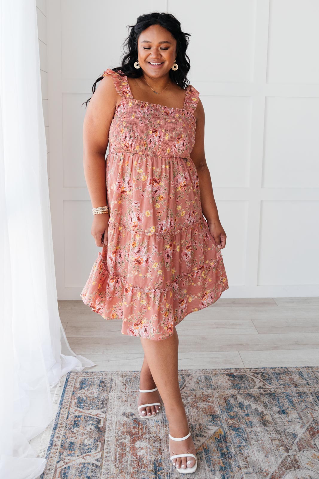 Blushing Beauty Smocked Midi Dress