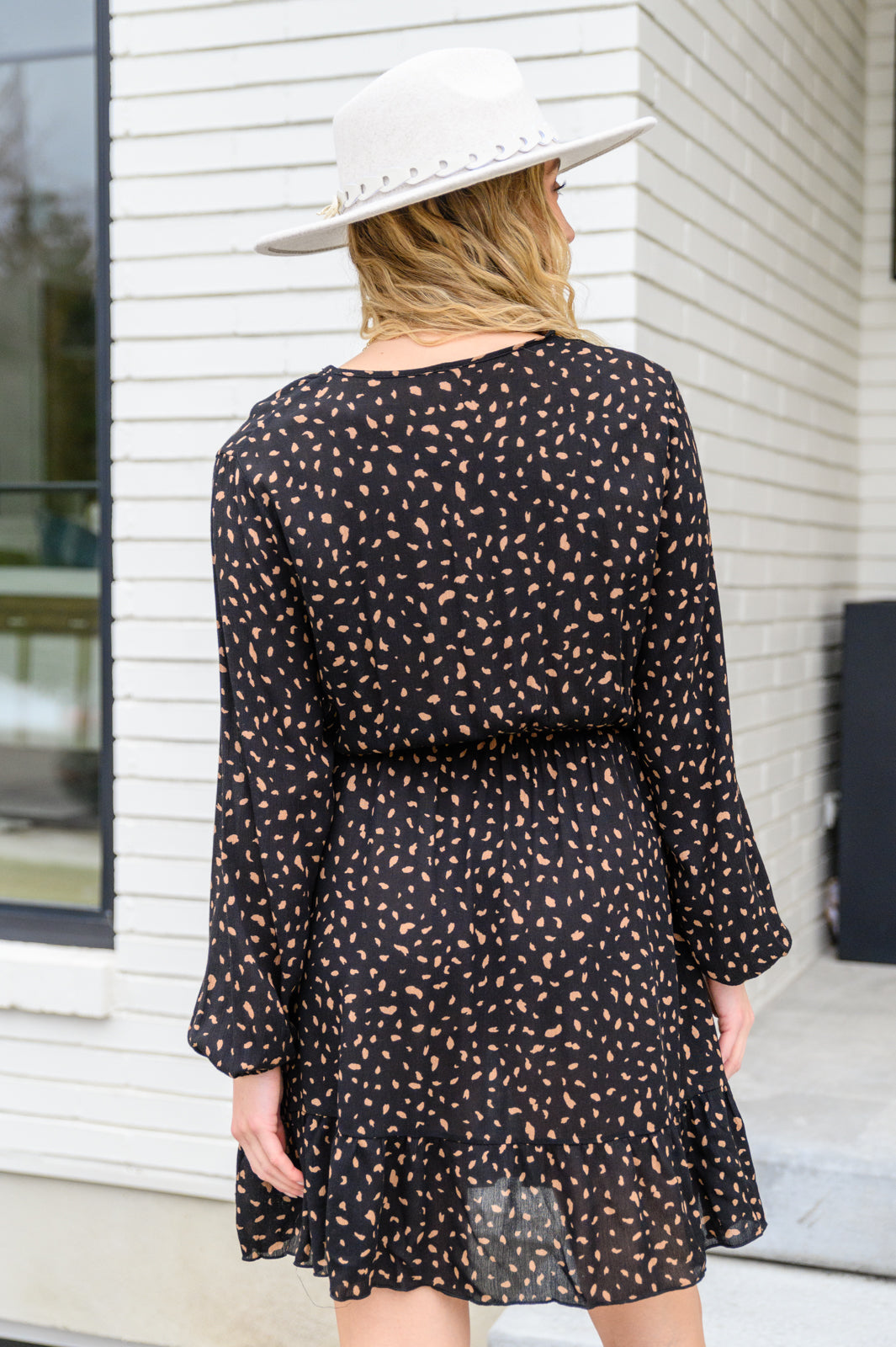 Make Your Happiness Long Sleeve Dress in Black