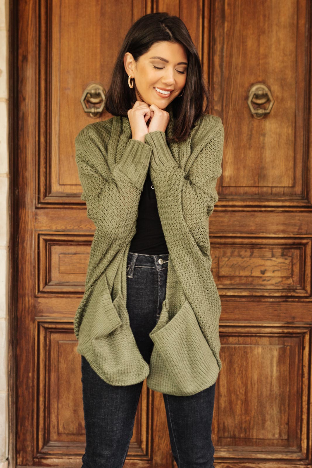 Not Your Grandmother's Cardigan in Olive